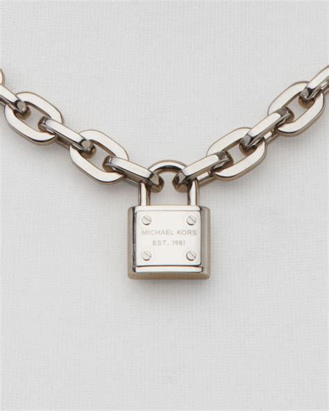 michael kors link necklace silver|Michael Kors locket necklace.